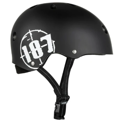 187 Killer Pads Certified Low Pro Helmet - Black Matte - Image 4
