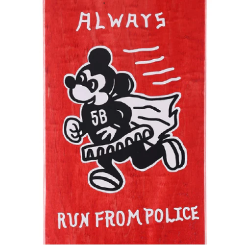 5Boro Always Run From Police Red Skateboard Deck 8.0" - Image 2
