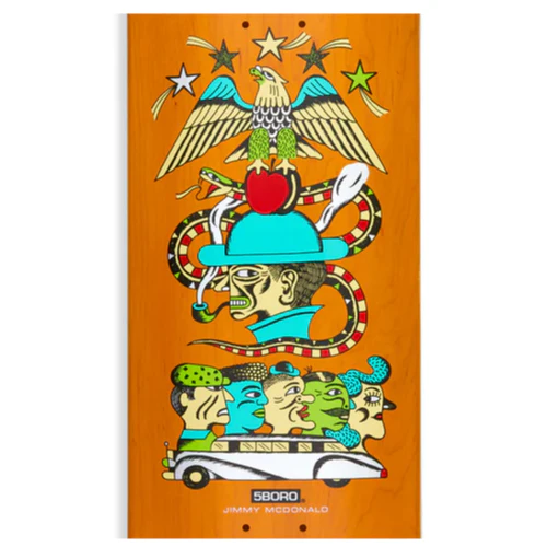5Boro X Thomas Redrey Jimmy McDonald Orange Skateboard Deck 8.5" - Image 2