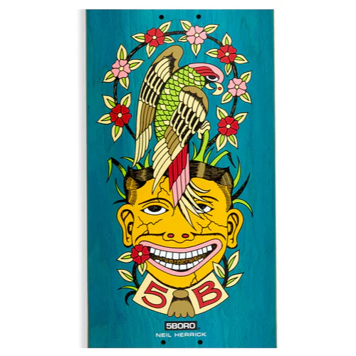 5Boro X Thomas Redrey Neil Herrick Blue Skateboard Deck 8.37" - Image 2