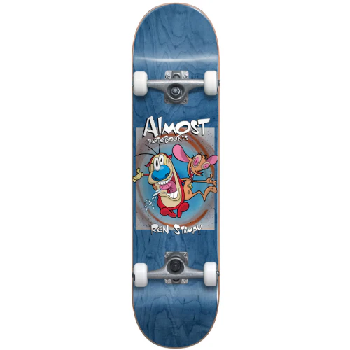 Almost X Ren & Stimpy Boxed Premium Complete Blue Skateboard 8.0"