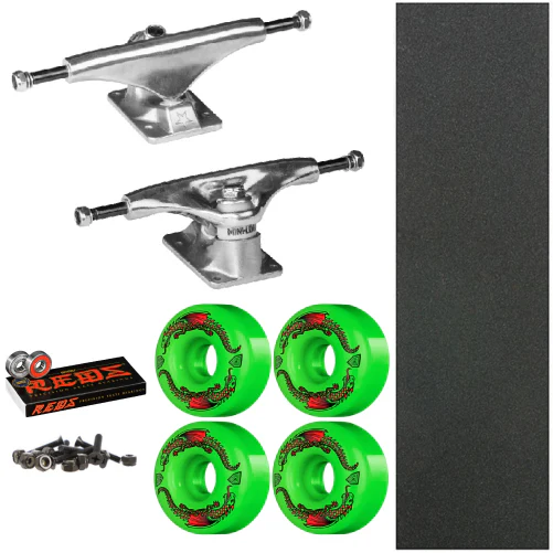 Andy Anderson Skate Pack - Mini Logo Raw Trucks, Powell Dragon Formula Wheels, Bones Reds Bearings, MOB Grip, Hardware - Image 2
