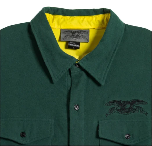Antihero Basic Eagle Flannel Shirt - Dark Green - Image 4