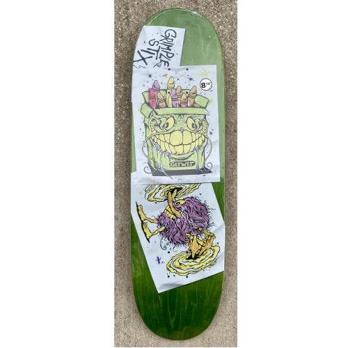Antihero Gerwer Grimple Stix Coloring Book Skateboard Deck Green Veneer 8.75"