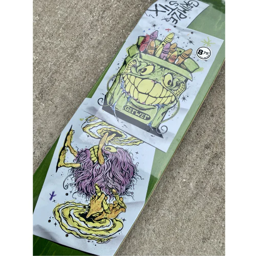 Antihero Gerwer Grimple Stix Coloring Book Skateboard Deck Green Veneer 8.75" - Image 2