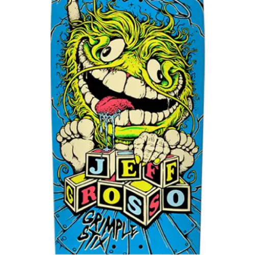 Antihero Jeff Grosso Grimple Stix Guest Skateboard Deck Blue 9.25" - Image 2