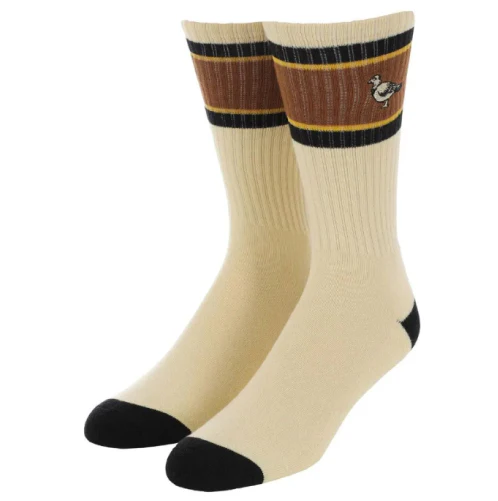 Antihero Lil Pigeon Embroidered Crew Socks - Cream/Black/Brown - Image 2