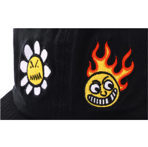 Baker Flower Flame Snapback Hat - Black - Image 3