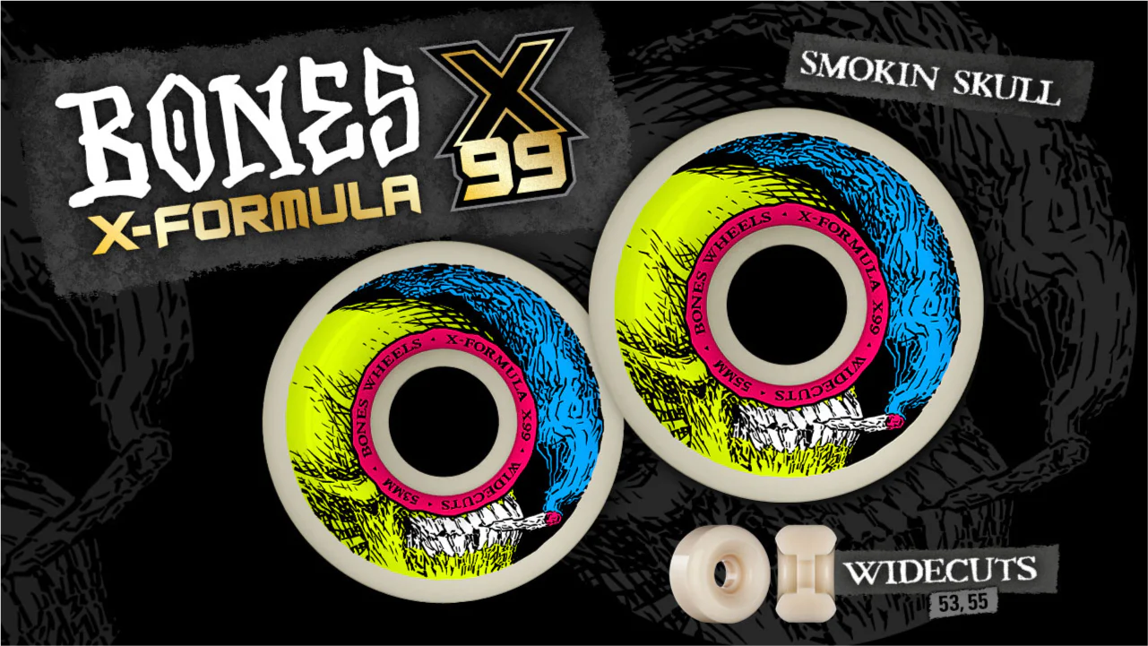 Bones XF V6 Widecut Smokin Skull Wheels 99A - Image 3