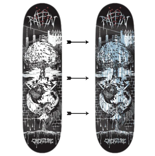 Creature Raffin BLK MTL Skateboard Deck 8.53"