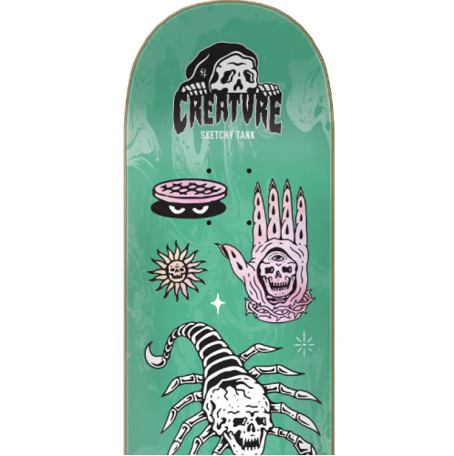 Creature X Sketchy Tank Jhanka Gonzalez Trippy Tanks VX Skateboard Deck 8.25" - Image 2