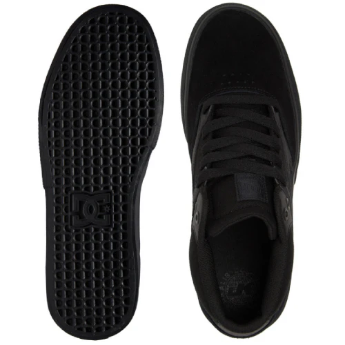 DC Kalis Vulc Mid Suede Skate Shoe - Black/Black/Black - Image 4