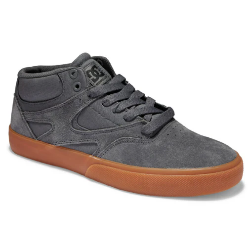 DC Kalis Vulc Mid Suede Skate Shoe - Grey/Gum - Image 2