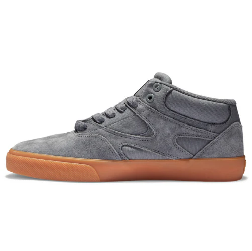 DC Kalis Vulc Mid Suede Skate Shoe - Grey/Gum - Image 3