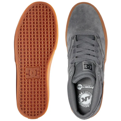 DC Kalis Vulc Mid Suede Skate Shoe - Grey/Gum - Image 4