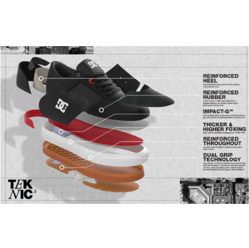DC Teknic S Skate Shoe - Brown/Yellow - Image 9