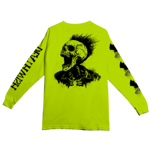 Deathwish Creeping Long Sleeve Tee - Neon Green - Image 2