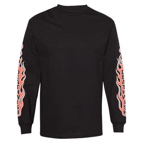 Deathwish Ghost Rider Flame Long Sleeve Tee - Black