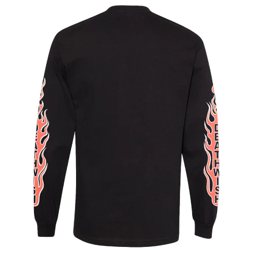 Deathwish Ghost Rider Flame Long Sleeve Tee - Black - Image 3