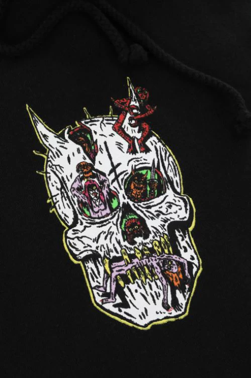 Deathwish Skull Head Demons Pullover Hoodie - Black - Image 2