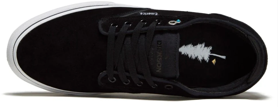 Emerica Dickson Suede Skate Shoe - Black/White/Gold - Image 4