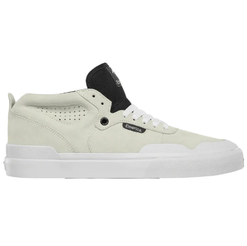 Emerica Pillar Mid Suede Skate Shoe - White/White