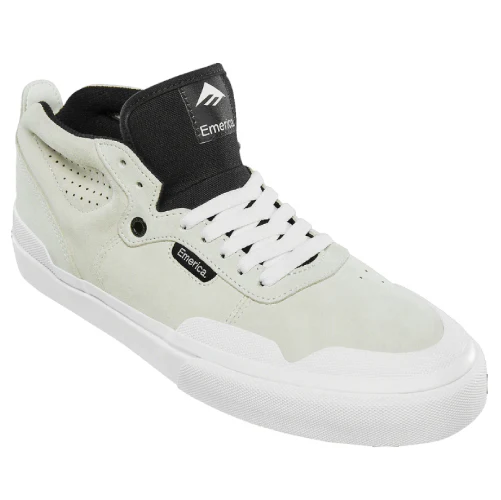 Emerica Pillar Mid Suede Skate Shoe - White/White - Image 2