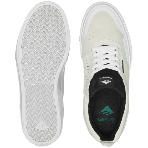Emerica Pillar Mid Suede Skate Shoe - White/White - Image 3