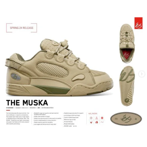 eS Muska Limited Reissue Skate Shoe - Tan/Green - Image 5