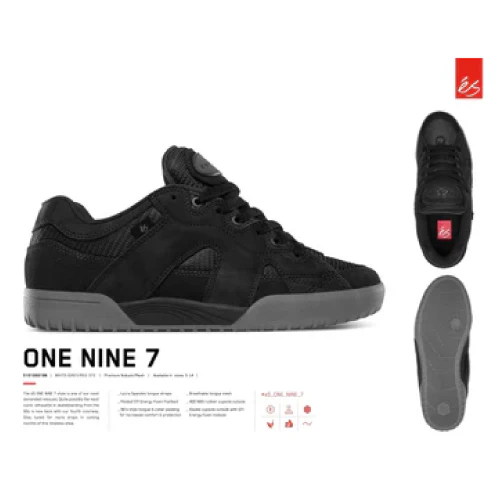 eS One Nine 7 Limited Reissue Skate Shoe - Black/Grey - Image 7
