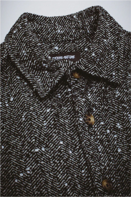 Fucking Awesome Herringbone Heavyweight Flannel Overshirt - Black - Image 3