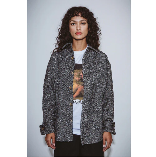 Fucking Awesome Herringbone Heavyweight Flannel Overshirt - Black - Image 4