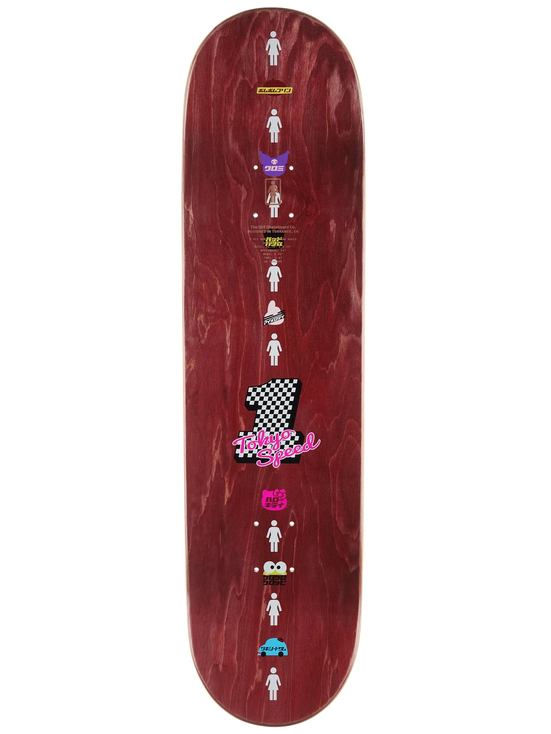 Girl Simon Bannerot Sanrio Tokyo Speed Skateboard Deck 8.25" - Image 3