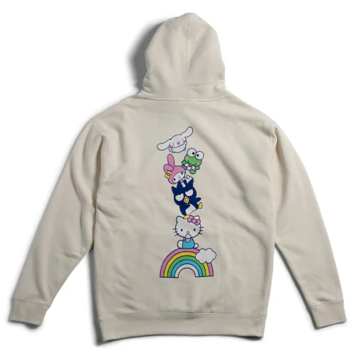 Girl X Hello Kitty Rainbow Stacked Hoodie - Cream