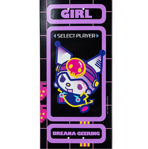 Girl X Sanrio Breana Geering Kawaii Arcade Skateboard Deck 8.0" - Image 2