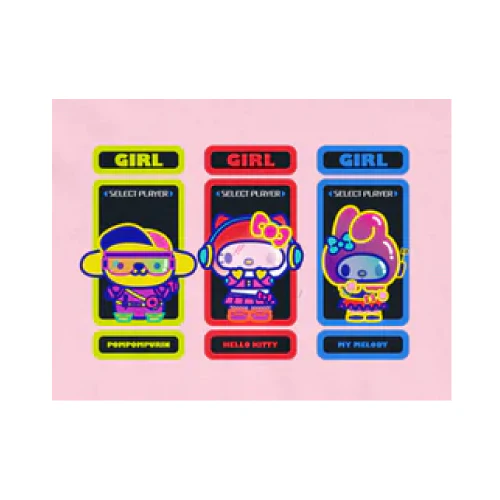 Girl X Sanrio Kawaii Arcade Player Tee - Light Pink - Image 2