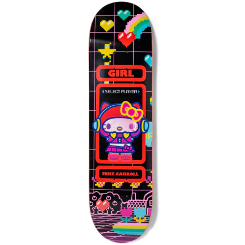 Girl X Sanrio Mike Carroll Kawaii Arcade Skateboard Deck 8.375"