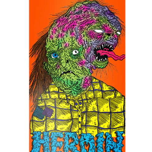 Heroin Aaron Wilson Face Melter Skateboard Deck 8.5" - Image 2