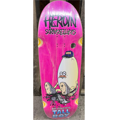 Heroin Bail Gun Gary's Tall Boy Double Drilled Skateboard Deck 10.25" - Image 3