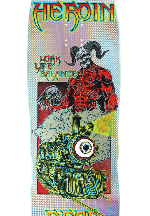 Heroin Dead Dave Hellscape Double Drilled Skateboard Deck Holographic 10.1" - Image 2
