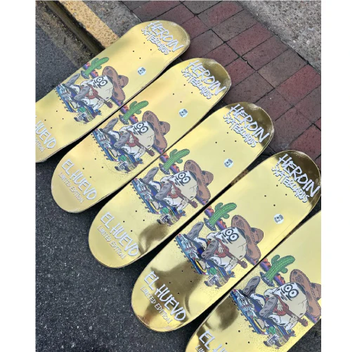 Heroin El Huevo Limited Skateboard Deck Gold 9.4" - Image 3