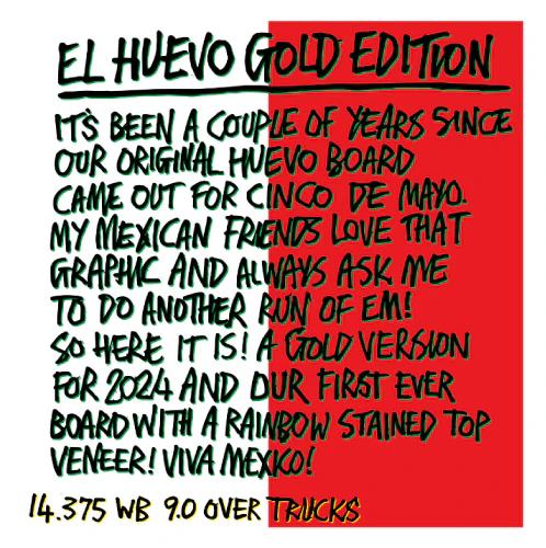 Heroin El Huevo Limited Skateboard Deck Gold 9.4" - Image 4