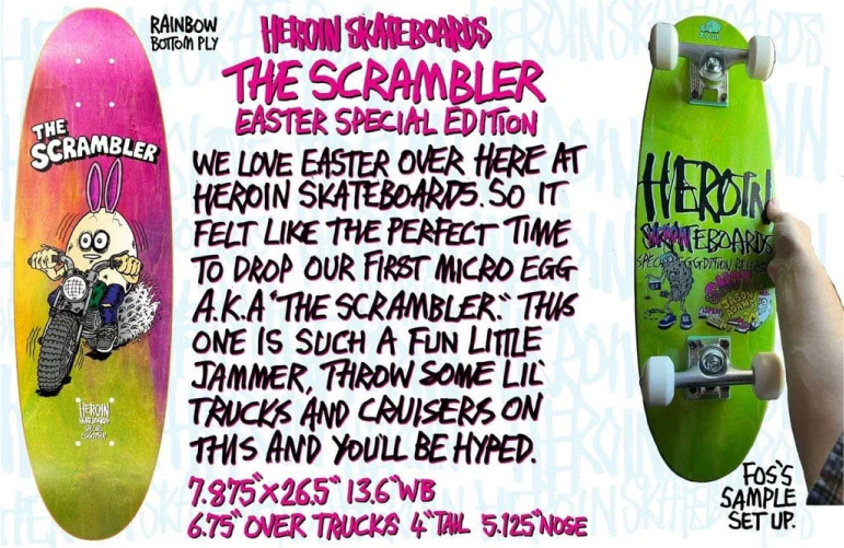 Heroin Scrambler Egg Skateboard Deck 7.87" - Image 3