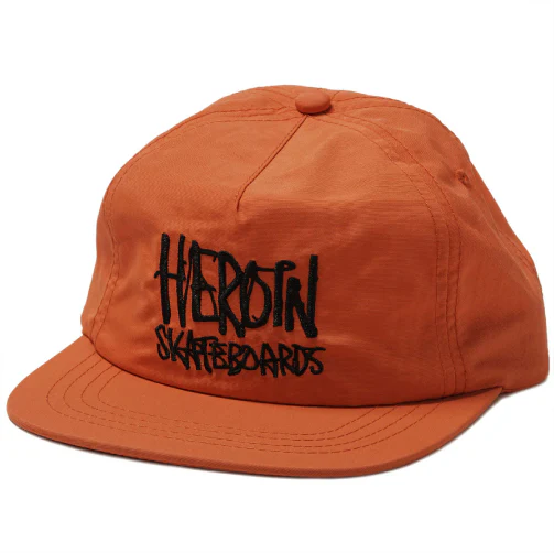 Heroin Script Snapback Hat - Safety Orange - Image 2