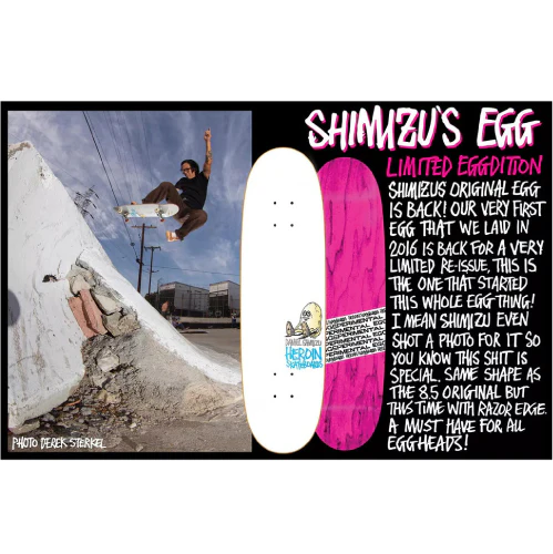 Heroin Shimizu The Egg Skateboard Deck 8.5" - Image 2