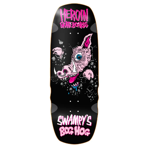 Heroin Swampy's Bog Hog Double Drilled Skateboard Deck 10.75"