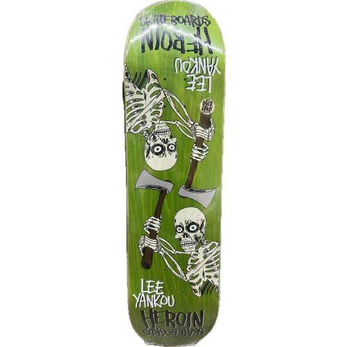 Heroin Yankou Axe Skeletons Symmetrical Skateboard Deck 8.25" - Image 4