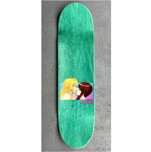 Hook-Ups Kissing Girls Skateboard Deck Blue Veneer 8.5" - Image 3