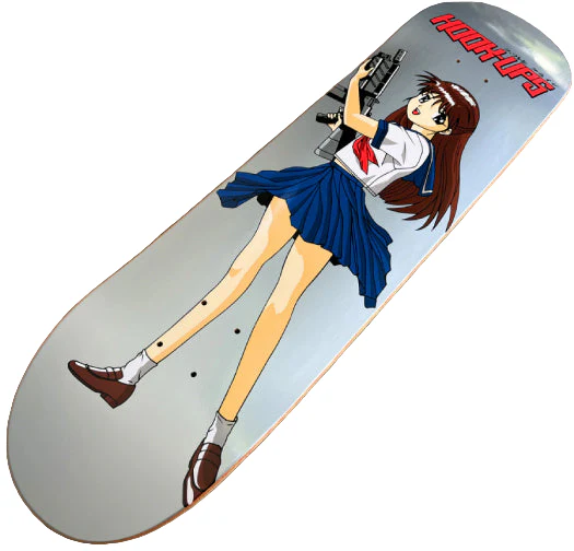 Hook-Ups Machine Gun Girl Skateboard Deck 8.25" - Image 4