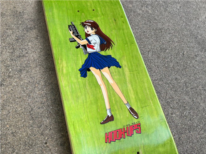 Hook-Ups Machine Gun Girl Skateboard Deck 8.25" - Image 5